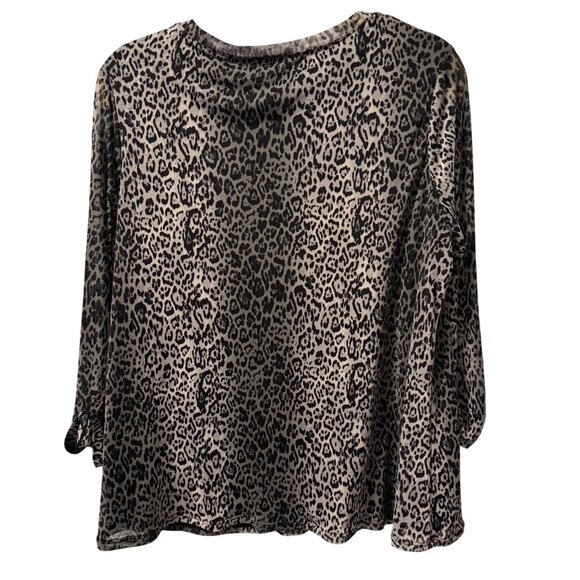 Roz & Ali Womens Leopard Print Blouse Sz XL Polyester Spandex - Picture 8 of 11